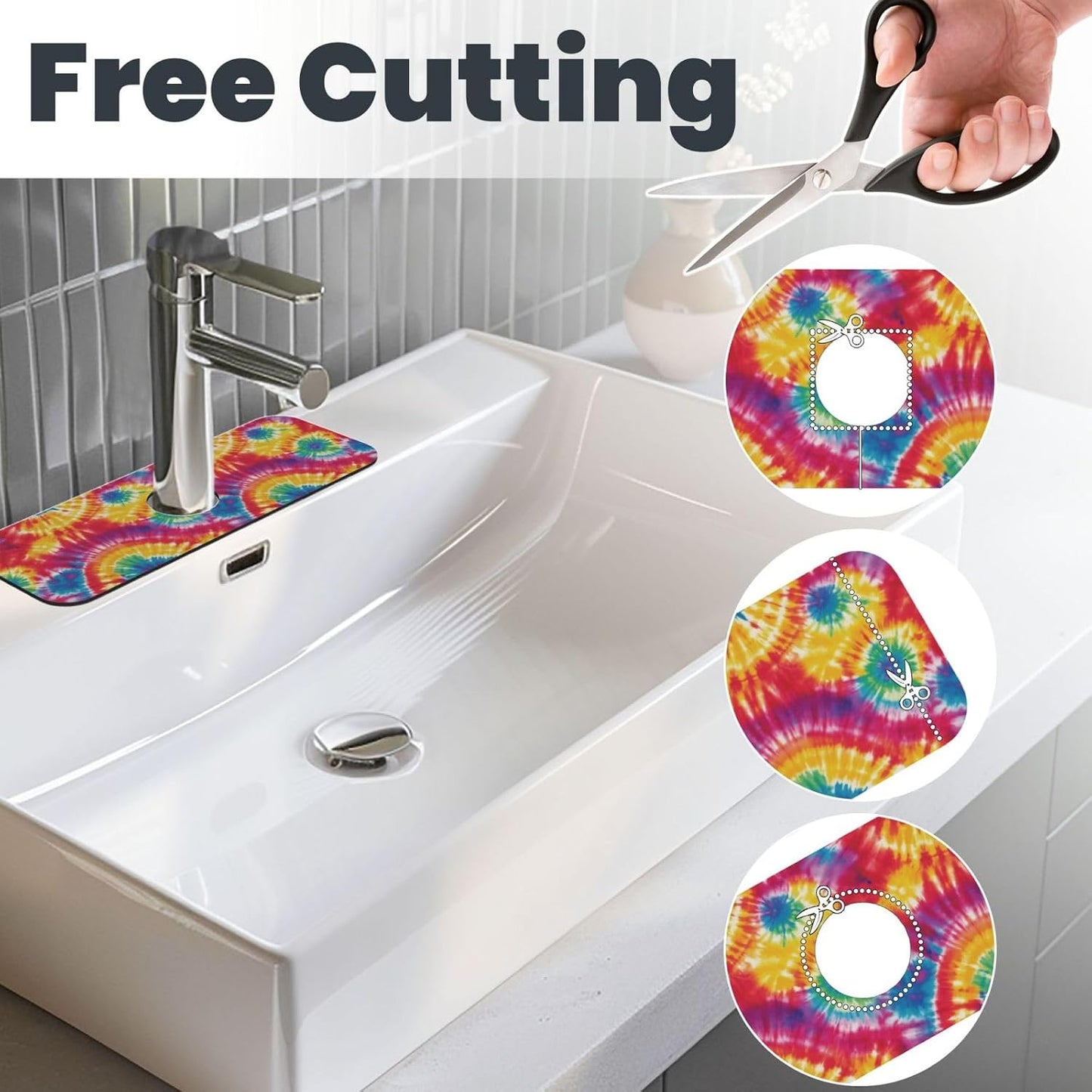 Wildflowers Floral Flower Kitchen Sink Splash Guard Faucet Mat Super Absorbent Fast Drying Mat Sink Gadgets-Fast Drying Pad Sink Mat For Kitchen Bathroom (15" X 5.5" )