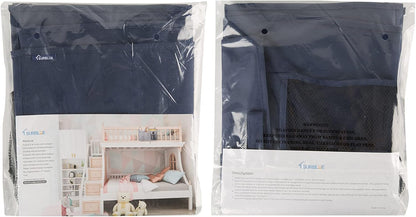 Surblue Bedside Caddy Hanging Organizer Storage Bag Pocket for Bunk, Hospital, College Dorm Rooms, Baby Bed Rails, Camp - 4 Pockets, 2 Hooks (Blue)
