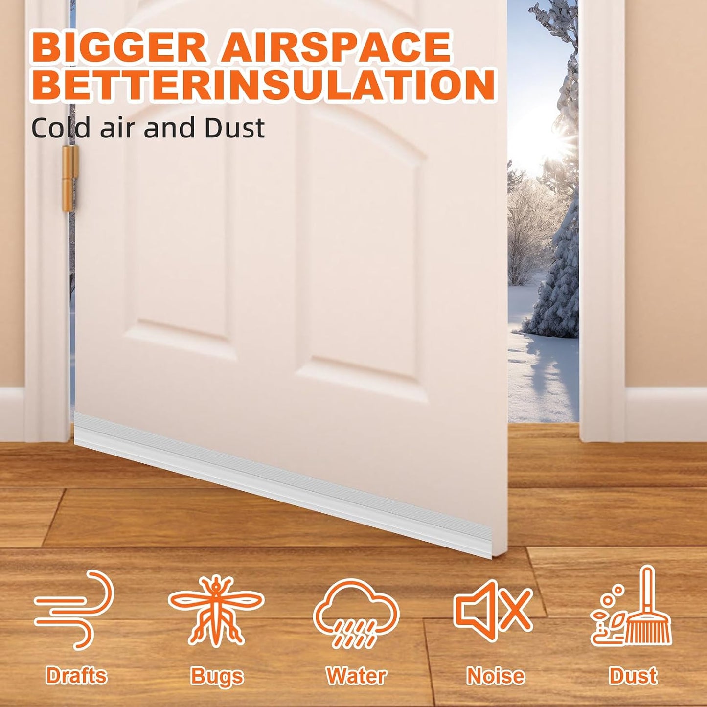Door Draft Stopper, Door Sweep for Bottom of Door, Weather Stripping Door Seal Gap Filler Bottom Blocker Soundproofing Cold Air Insulation Save Energy Install Quickly Easily (Black, 39‘’)