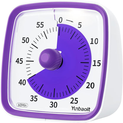 Yunbaoit Visual Timer with Night Light, 60 Minute Countdown, Light Blue | 3 Alarm Modes, Mute Flash, for Kids and Adults, Time Management Tool for Classroom, Home, School, and Work