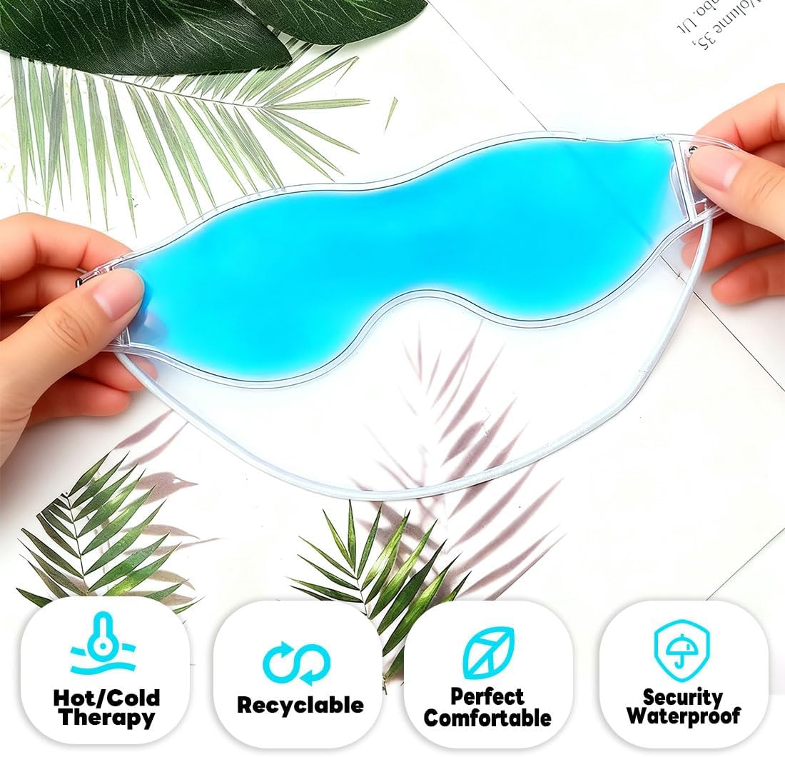 4 Pcs Ice Eye Packs, Cooling Eye Masks, Eyes Cold Compress for Hot Cold Therapy, Puffy Eyes, Dark Circles, Headaches, Migraines, Stress Relief (2 Blue+2 Green)