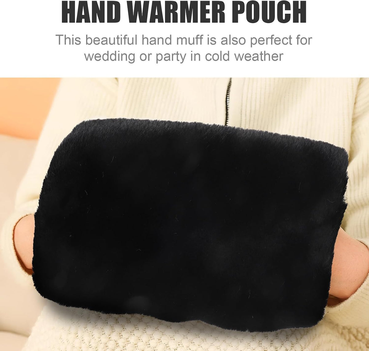 Women's Plush Hand Muff Winter Warmer Pouch for Travel and Weddings