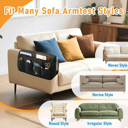 Armchair Caddy, Remote Control Holder for Recliners, Sofa Armrest Organizer, Non Slip Recliner Organizer, Couch Caddy with 14 Pockets Storage for TV Remote, Phone, Magazine (Brown)