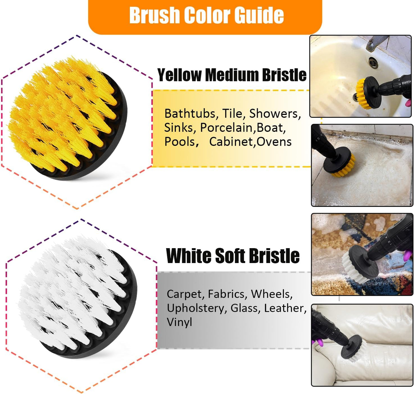 30Pcs Drill Brush Attachment Set,Drill Scrubber Brush Kit Include Scrub Pads, Sponge, Extend Attachment, Drill Cleaning Brush Attachment Set for Bathroom, Tub, Tile, Corner, Floor, Grout, Boat