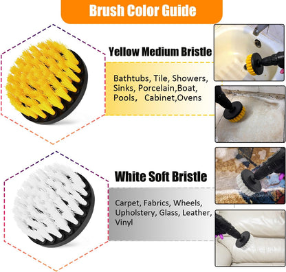 30Pcs Drill Brush Attachment Set,Drill Scrubber Brush Kit Include Scrub Pads, Sponge, Extend Attachment, Drill Cleaning Brush Attachment Set for Bathroom, Tub, Tile, Corner, Floor, Grout, Boat