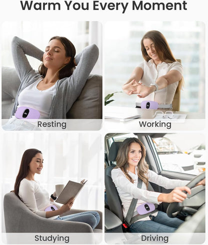 iDOO Portable Heating Pad for Period Cramps, FSA Eligible Item, Gifts for Women Girlfriend Mom Wife, Back Belly Heat Pad for Menstrual Pain Relief, with 3 Heat Levels 3 Massage | Back & Belly Wrap for Menstrual Cramps, 3 Heat Levels 3 Massage, FSA
