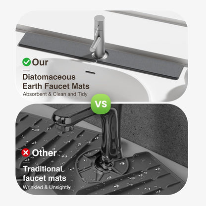Premium Stone Faucet Mat for Kitchen Sink, 30" x 4" White | Quick Drying & Water Absorbent, Sink Splash Guard Tray for Prevents Moisture Buildup