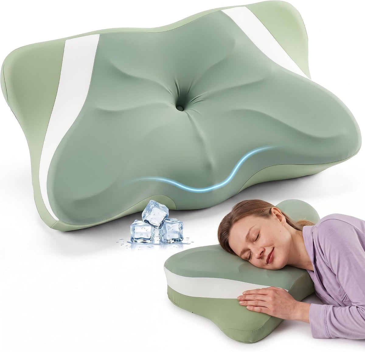 Sweetcrispy Cervical Pillow for Neck Pain Relief, Cooling Memory Foam