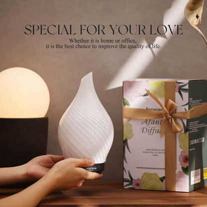Porseme Oil Diffuser 3D Glass Aromatherapy Ultrasonic Humidifier, Air Refresh Auto Shut-Off, Timer Setting, BPA Free for Home Hotel Yoga Leisure SPA Gift 150ml Last 6H - Colors A