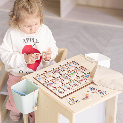 ABCxGOOD Wooden Visual Schedule for Kids Chore Chart, Morning Bedtime Daily Routine Chart for Toddlers, Autism Learning Materials for Homeschool Classroom,76 Wooden Cards.