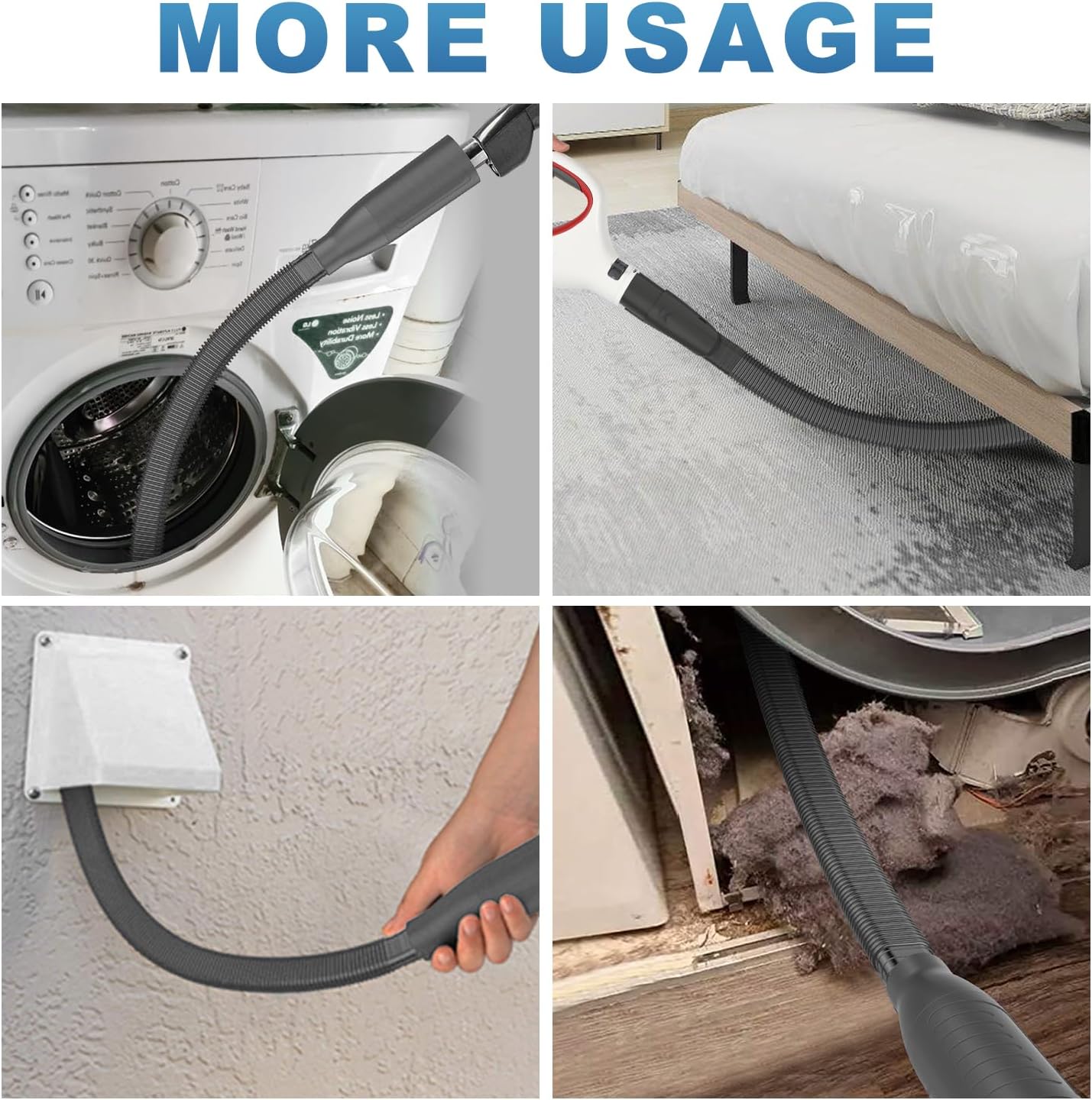 PetOde Dryer Vent Cleaner Kit – Dryer Vent Vacuum Hose Attachment Blue | Dryer Vent Cleaning Hose Reach Deep Inside Vents - Remove Hidden Lint, Speed Drying & Reduce Fire Risk