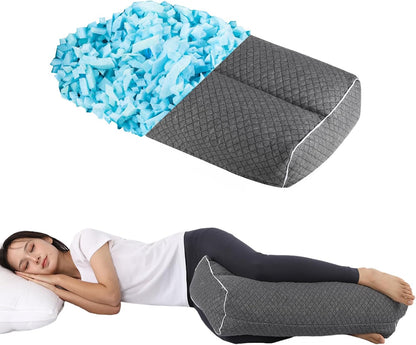 MINUPWELL Knee Pillow for Side Sleepers - Between Leg & Under Knee Pillow for Back Sleepers - Leg Pillow with 850G 7D Alternative for Relieving Leg, Back, and Knee Pain - 100% Cotton Fabric - White