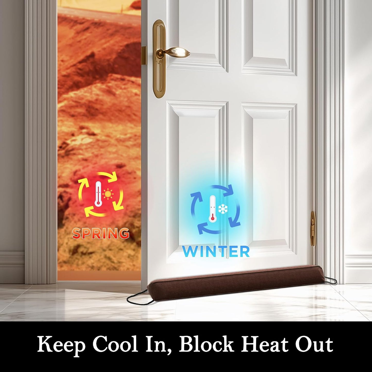 Door Draft Stopper, Removable Washable Cover, 38", Gray | Weighted Gap Filler, Blocks Hot and Cold Air, All-Season Seal, Easy Install, Noise & Wind Blocker, Home Essentials