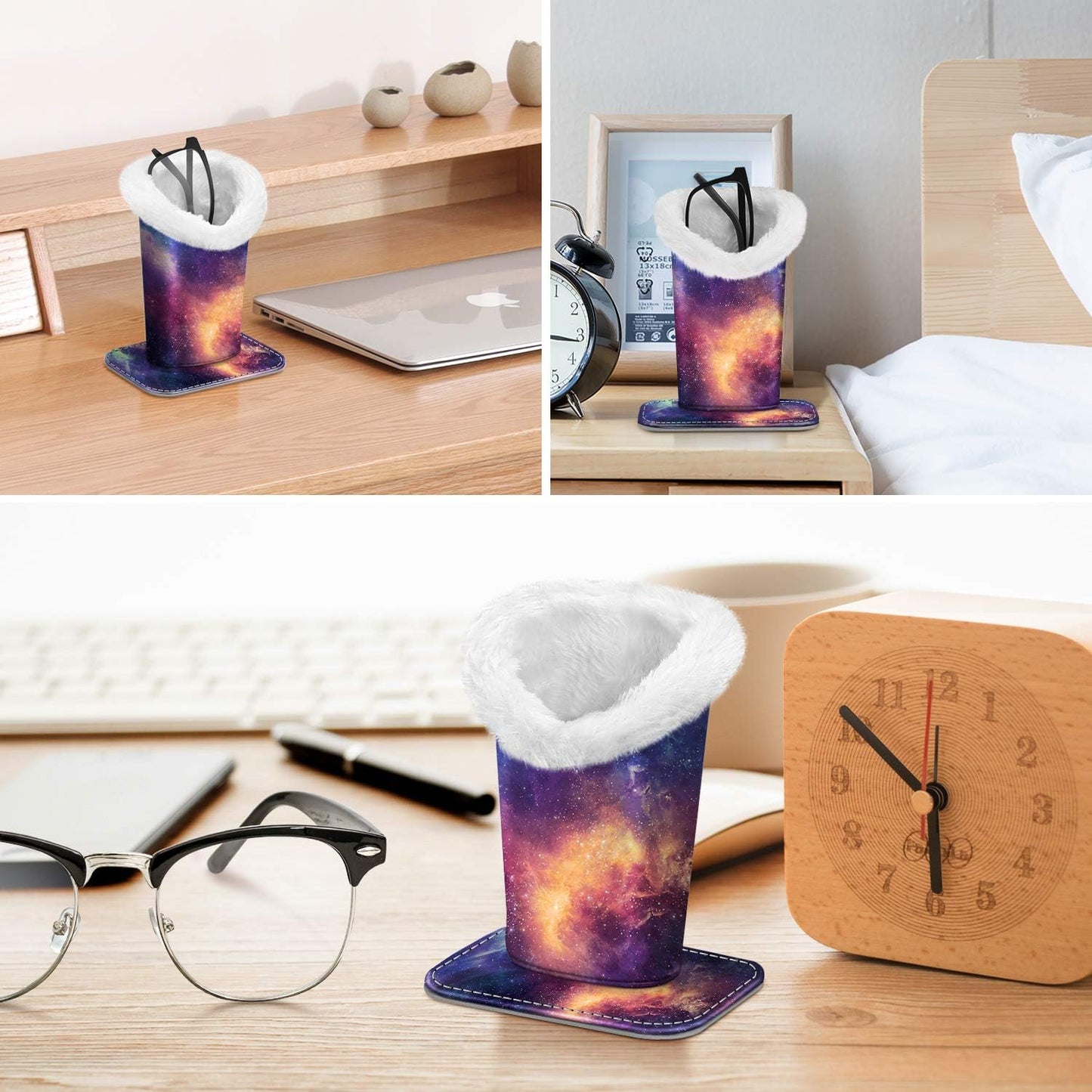 FINTIE Plush Lined Eyeglasses Holder, Glasses Stand Case For Nightstand | Soft Plush Lining, Bedside Eyeglasses Holder, Office Desktop Organizer, Small Item Storage, Anti-Scratch - Colors B