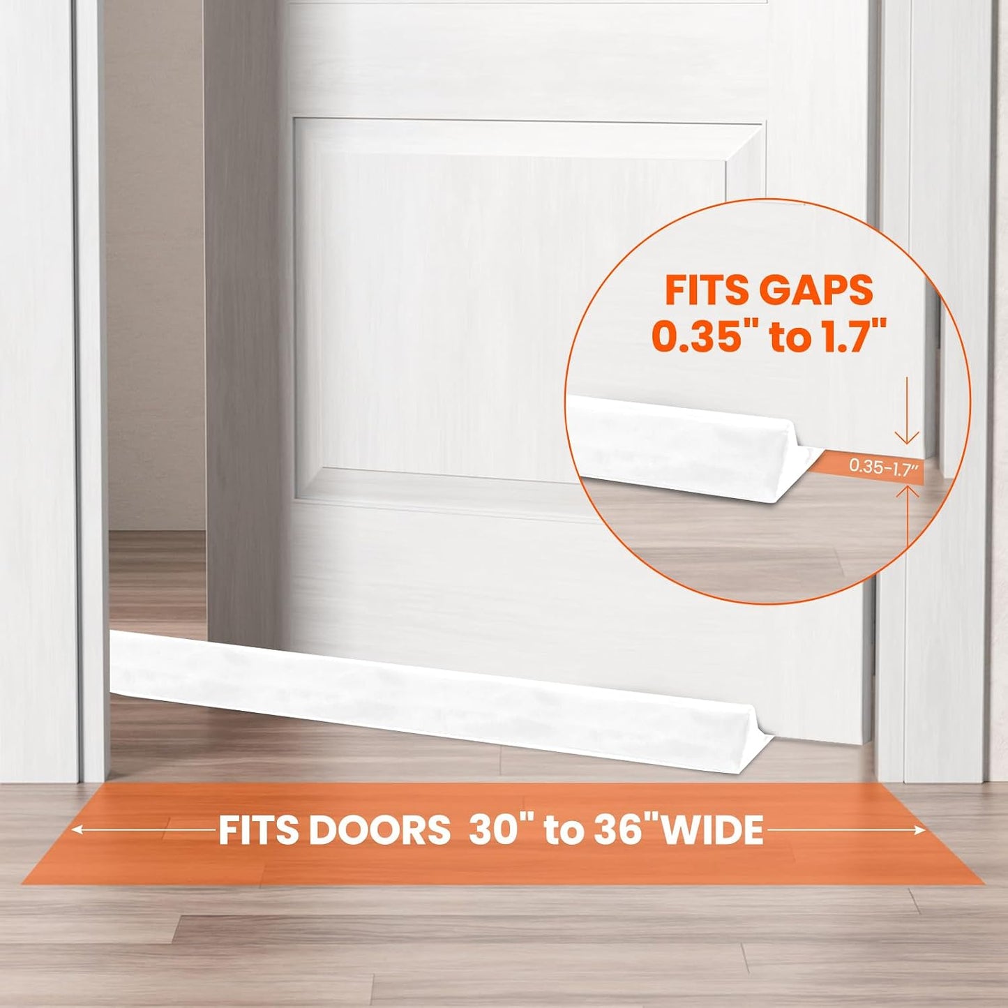 GDHOMM Door Draft Stopper for Bottom of Doors Weather Stripping Door Gap Filler Soundproof Size Adjustable 30"-36", Gray
