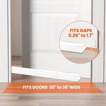 GDHOMM Door Draft Stopper for Bottom of Doors Weather Stripping Door Gap Filler Soundproof Size Adjustable 30"-36", Gray