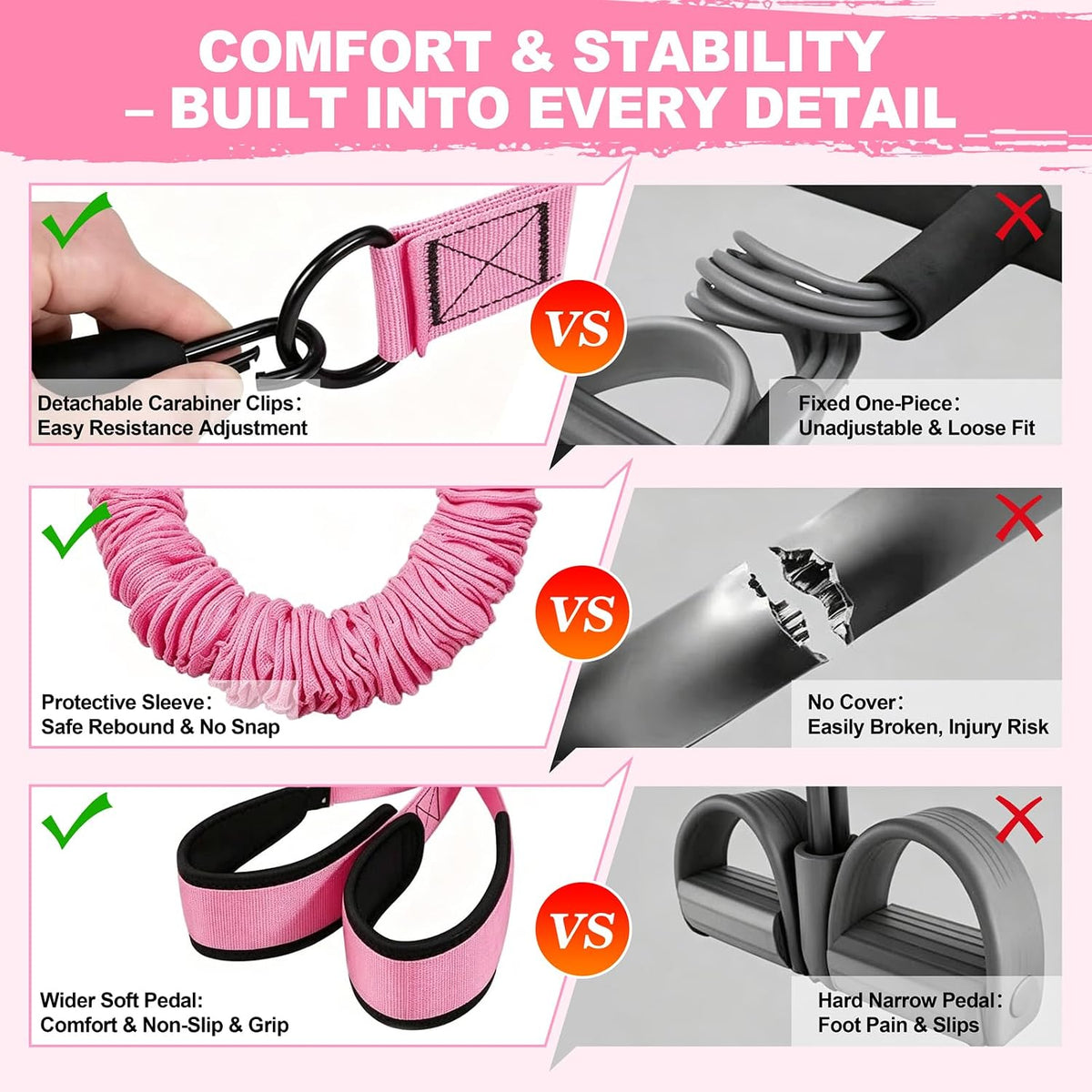 Foot Pedal Resistance Bands with Handles, Multifunction Elastic Yoga Exercise Bands, Home Gym Fitness Equipment for Women & Men to Tone Abs, Core, Legs, Arms, Waist