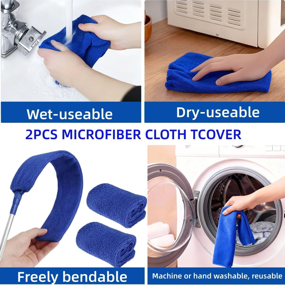 Retractable Gap Dust Cleaner Under Appliance Cleaning Tool, GMLRKY Flat Duster for Under Refrigerator Fridge Stove Couch Bed, Skinny Thin Duster for Tight Spaces (Blue)