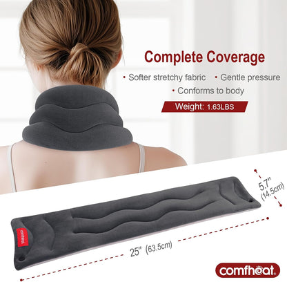 Neck Heating Pad Microwavable for Pain Relief, Moist Hot Compress | Microwave Neck Warmer Wrap FSA Eligible HSA for Sore Muscles Relief, Lavender Aroma, 25 x 5.7 Inches, Blue