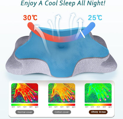 CHxxy Memory Foam Pillows, Cervical Pillow for Neck & Shoulder Pain Relief