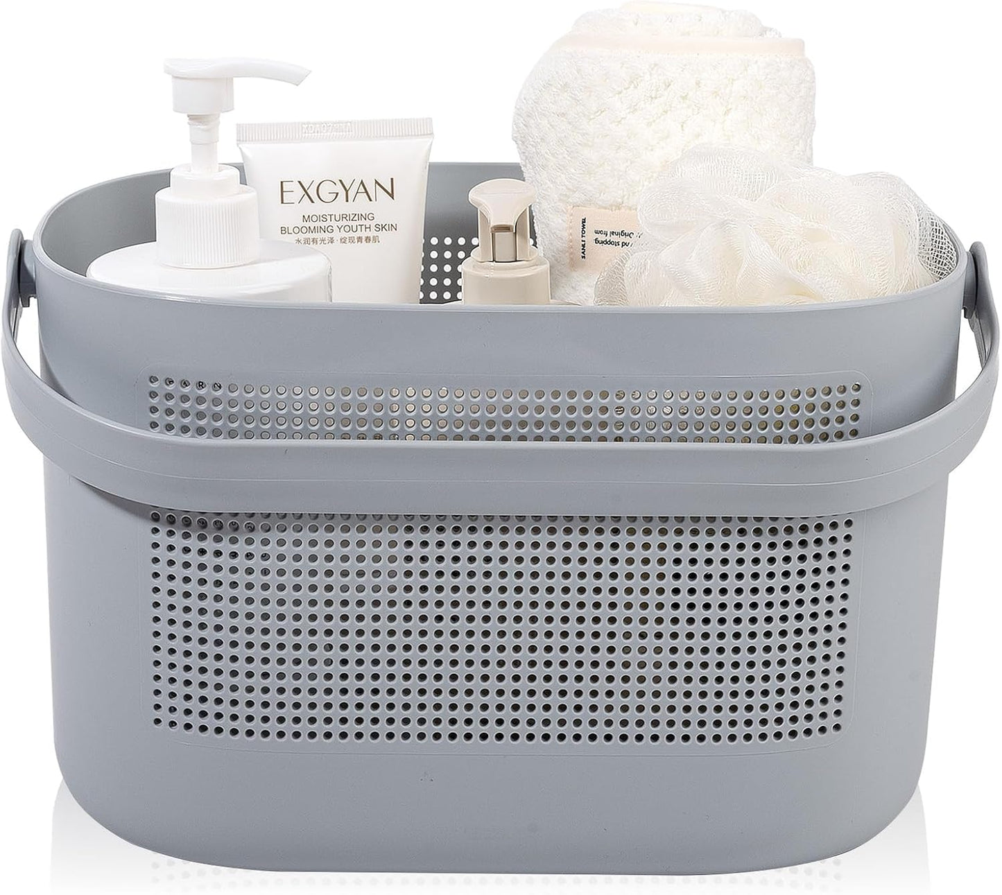 Plastic Portable Shower Caddy Basket, Storage Organizer with Handle, Yellow | Bottom Drain Holes, Keep Dry, Sturdy and Durable, Easy to Carry for Bathroom, Kitchen, Dorm Room, RV, College
