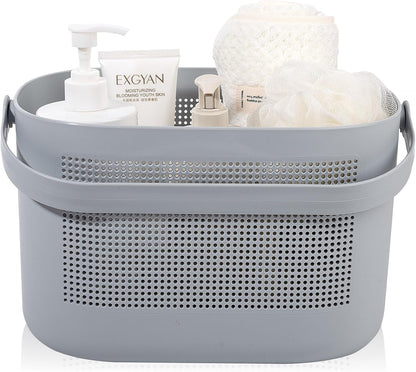 Plastic Portable Shower Caddy Basket, Storage Organizer with Handle, Yellow | Bottom Drain Holes, Keep Dry, Sturdy and Durable, Easy to Carry for Bathroom, Kitchen, Dorm Room, RV, College