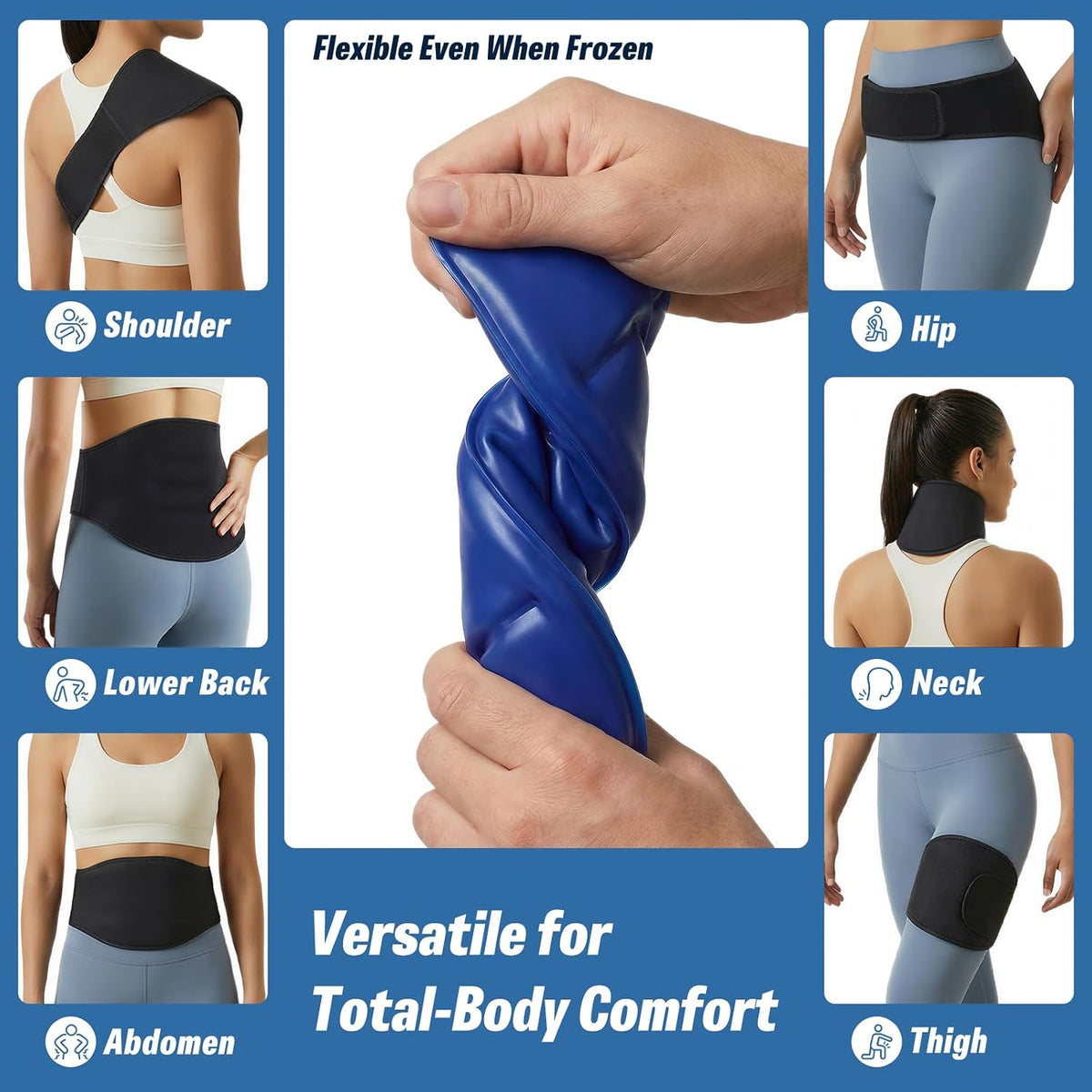 Ice Pack for Back Pain Relief with Extension Band