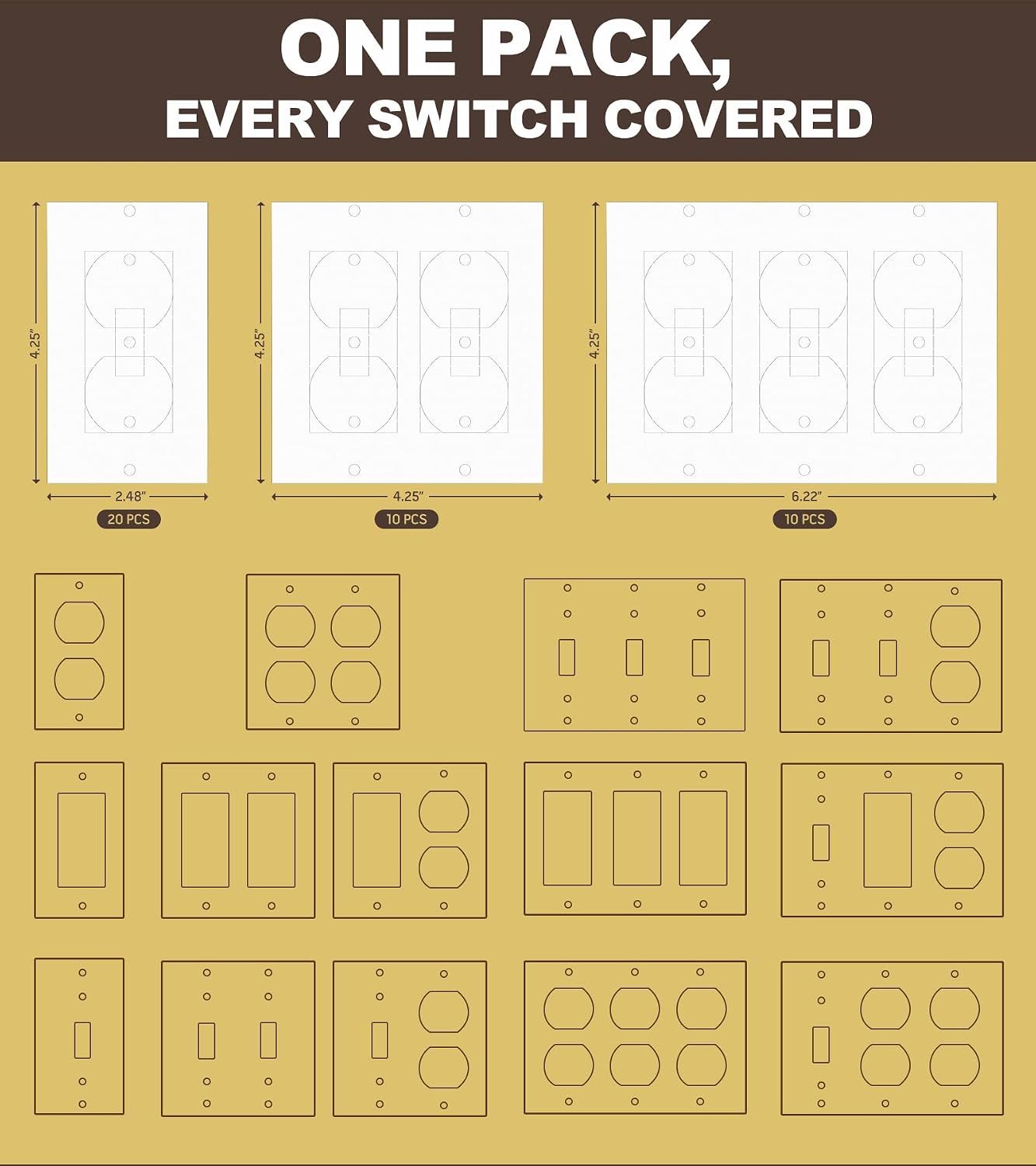 20 Pcs Wall Insulation Outlet Insulators Draft Sealers, 20 Pack Electrical Outlet Insulation Pads, EVA Foam Gasket for Wall, Light, Switch Socket Cover Compatible with Duplex Toggle Rocker