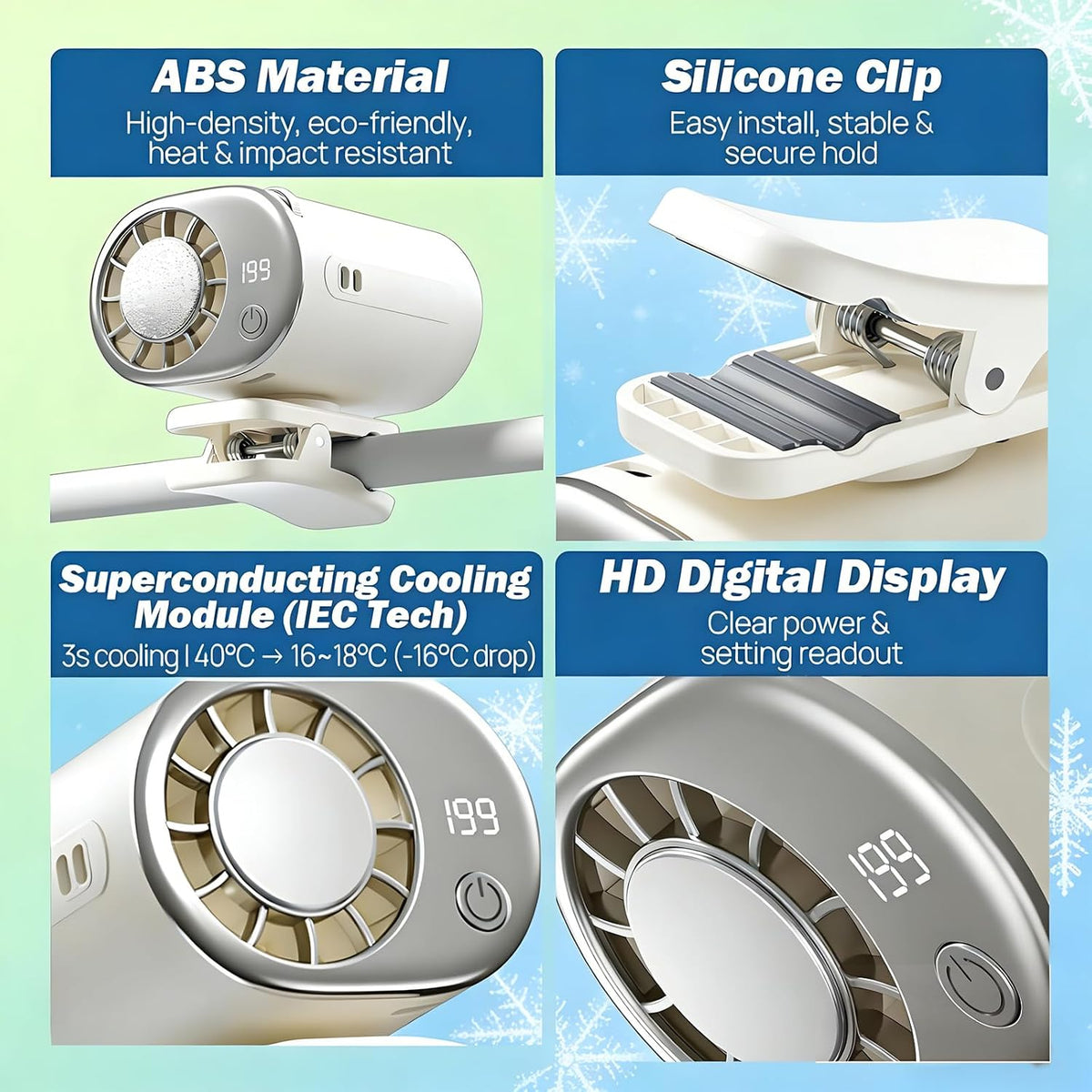 Clip On Air Conditioner Fan, 199 Speeds & 16°C Cooling (Purple)
