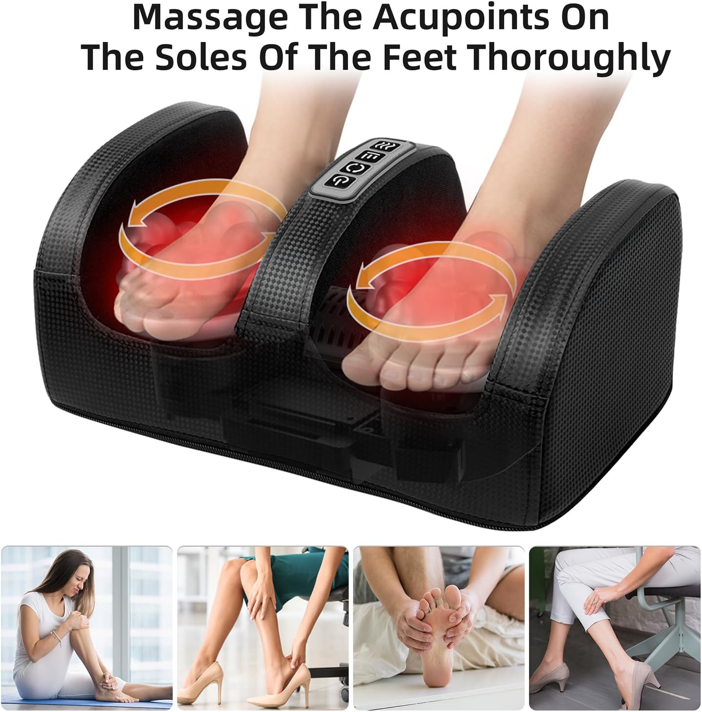 cotsoco Foot Massager with Heat, Foot Massager for Foot Massage and Calf Massage,Foot and Calf Massager with Roller, Feet Massager Suitable for Relax at Home or Office, Gifts for Mom Dad Women Men