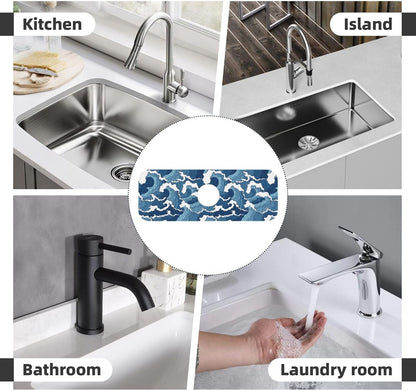 Wildflowers Floral Flower Kitchen Sink Splash Guard Faucet Mat Super Absorbent Fast Drying Mat Sink Gadgets-Fast Drying Pad Sink Mat For Kitchen Bathroom (15" X 5.5" )