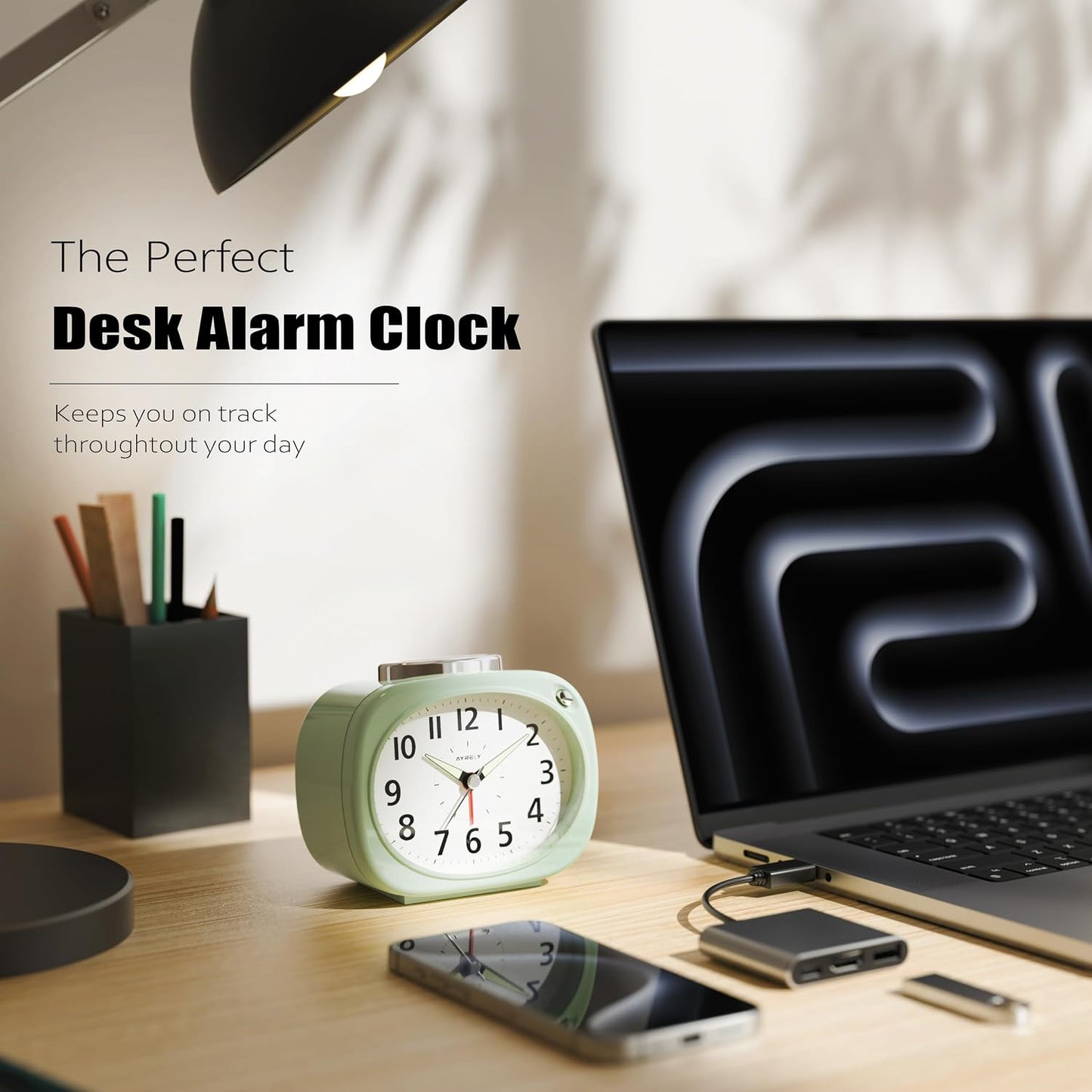 AYRELY® 4.5" Loud Analog Alarm Clock for Heavy Sleepers, 100 dB Alarm Sound | Mechanical Bell, Silent Quartz Desk Clock and Table Clock with 10-Second Night Light, Luminous Hands for Bedroom and Bedside