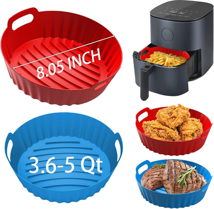 2Pcs Silicone Air Fryer Liners Reusable Square Thickened Airfryer Basket for 4 to 7 QT Baking Tray Accessories Kitchen Gadgets Replacement of Flammable Disposable Parchment Paper