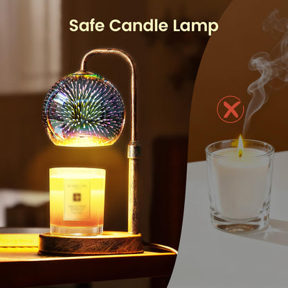 Glocusent Candle Warmer Lamp with Timer, Dimmable, Adjustable Retro 2 Bulbs