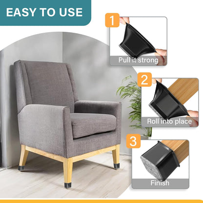 Ansible 24 Pcs Chair Leg Floor Protectors Square | Silicone Felt Furniture Leg Pads Caps Covers for Hardwood Floors (Fit:1-1/16" to 1-5/8")