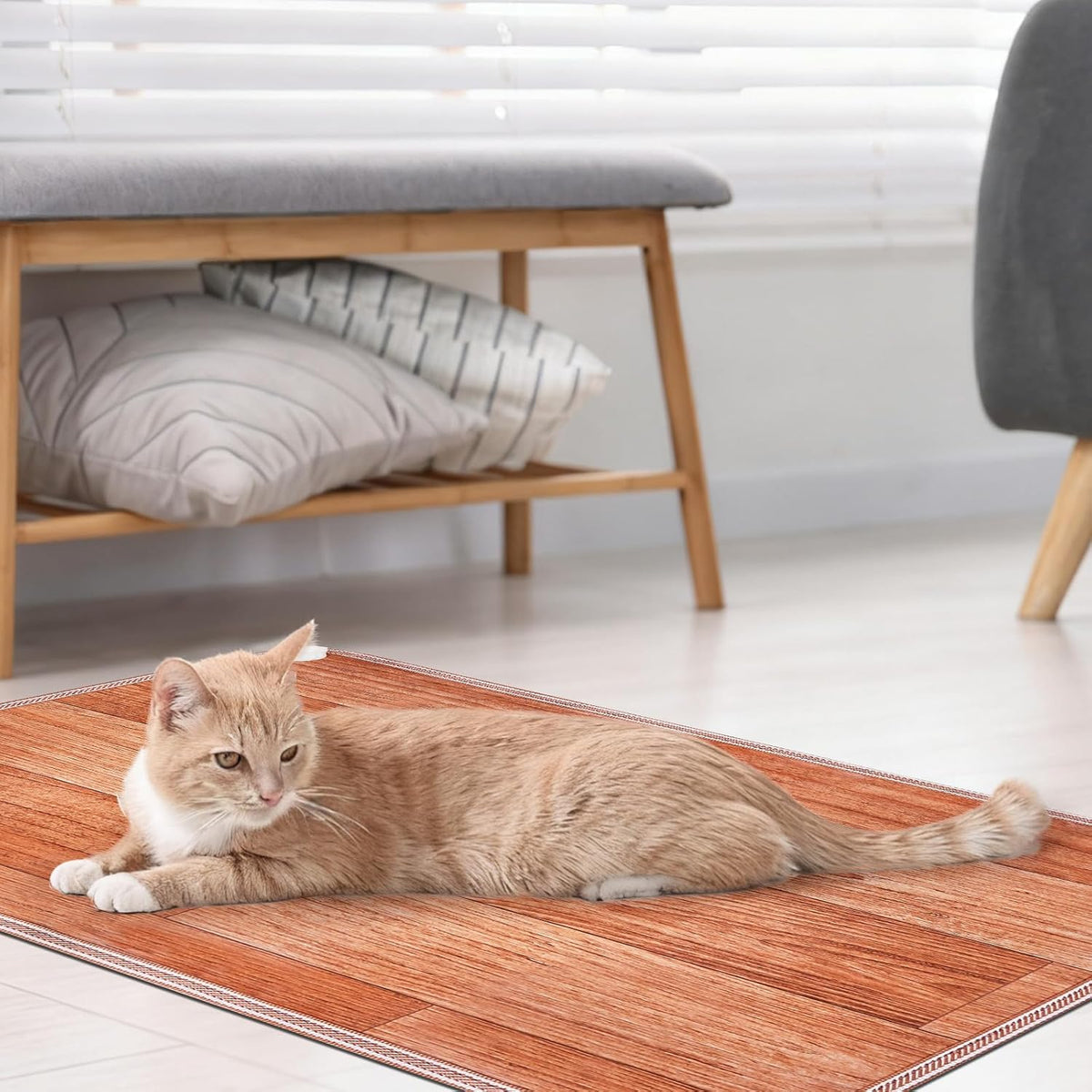 QOUBAI PVC 110V Heated Floor Mat Heater for Foot Warmer Under Desk 22 x 20 Inch Electric Heating Pad Energy Saving Carpet Pad Indoor Floor Heated Rug for Home Office Bathroom House Gray