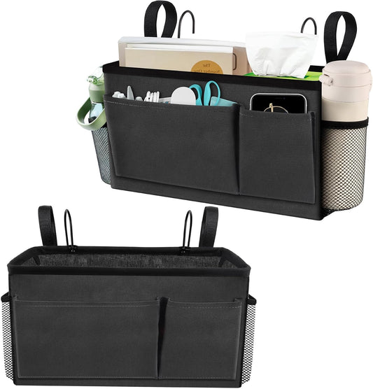 BlissTotes Bedside Caddy, Bedside Storage Organizer for Bunk Bed Accessories, Dorm Storage for Bedside Shelf and Bunk Bed Shelf, Bed Caddy for Home, Dorm, Bunk (Dark Gray, 1 Pack)