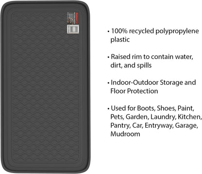 Stalwart 75-ST6012 All Weather Boot Tray-Water Resistant Plastic Utility Shoe Mat for Indoor and Outdoor Use in All Seasons (Black), Large