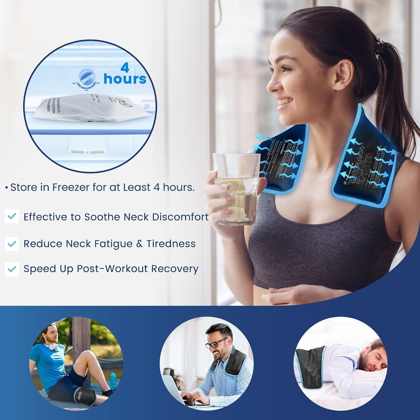 REVIX Neck Ice Pack Wrap – Reusable Hot Cold Gel Pack for Neck and Shoulder, Large Flexible Design with Soft Plush Lining, Cervical Gel Ice Wrap Ideal for Post-Workout Recovery, Fatigue & Relaxation
