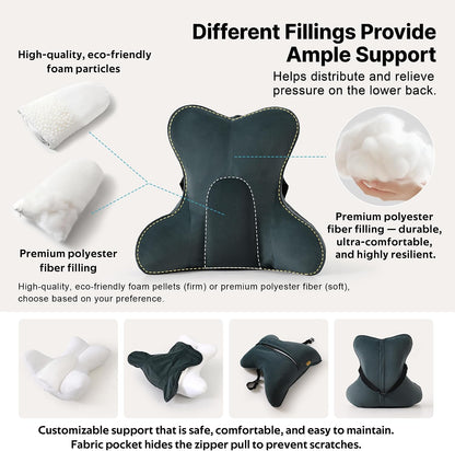 Back Pillow for Couch and Recliner, Lumbar Support Pillow for Sofa Sitting, Back Support Cushion for Office Chair, Ergonomic Back Cushion for Sitting Comfort, Slate Blue