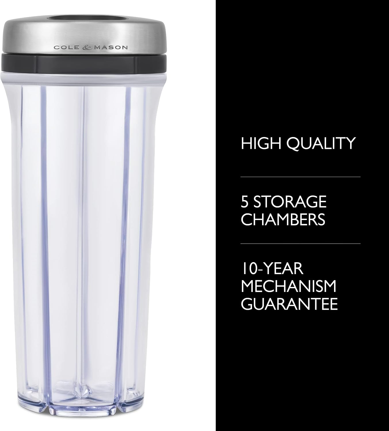 Cole & Mason Saunderton Spice Storage & Shaker - Herb Keeper for Refrigerator, Countertop or Cabinet - Divided Food Storage Container - Spice Shaker with Lid - Clear/Silver
