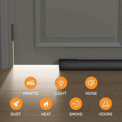 fowong Door Draft Stopper, 36" Adjustable Under Door Noise Stopper, Grey | Durable Door Draft Blocker Helps to Seal Door Gaps, Reduce Drafts, Noise, Dust & Light, Fit Doors 30"–36", Easy to Install