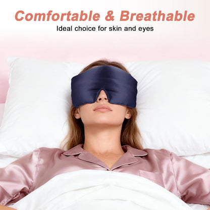 VOCOSTE 3D Pure Silk Sleep Mask with Travel Pouch, Black