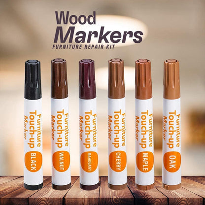 13-Piece Wood Stain and Scratch Repair Kit by Katzco - Furniture Markers and Wax Sticks - Covers Scratches, Stains and Scuffs on Floors, Cabinets and Desks - Includes Sharpener