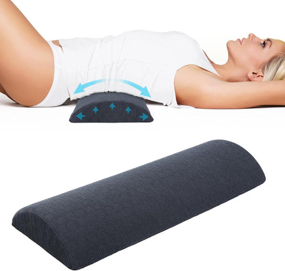 Cozyhealth - 2.95" H*18.7" L - Soft Small Lumbar Pillow for Sleeping, Memory Foam Back Lumbar Support Cushion for Lower Back Pain Relief Bed Waist Sleep Support Pillow for Side, Back (White, Small)