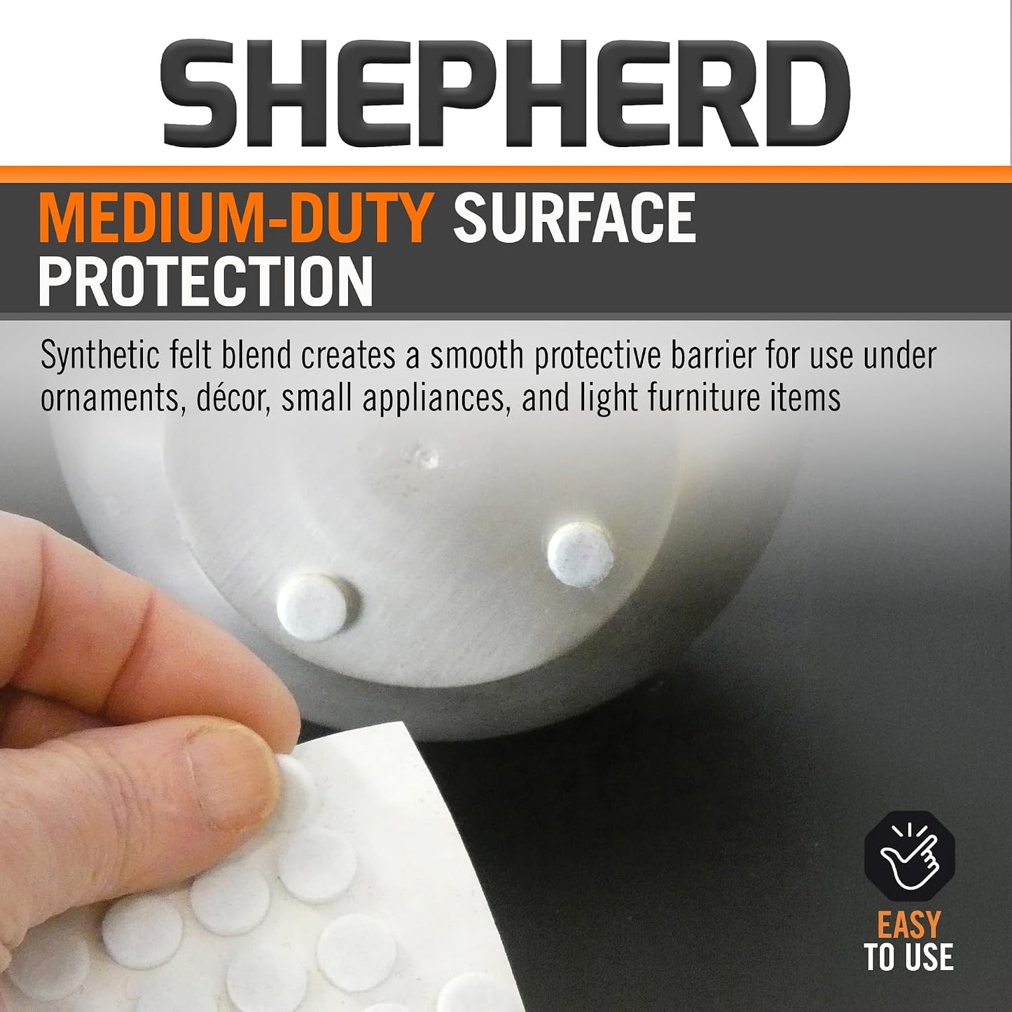 Shepherd Hardware 9957 3/8-Inch Self-Adhesive Felt Furniture Pads, 75-Pack, White