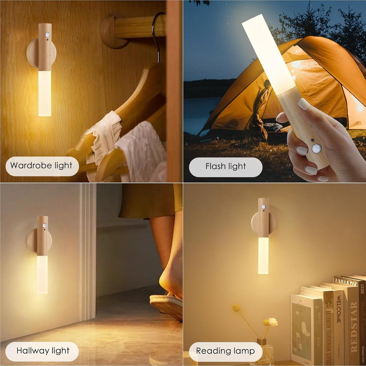 Montford Wall Sconces Set of Two Battery Operated, Motion Sensor Night Light Magnetic Wall Light Rechargeable, Peel and Stick Lights for Hallway