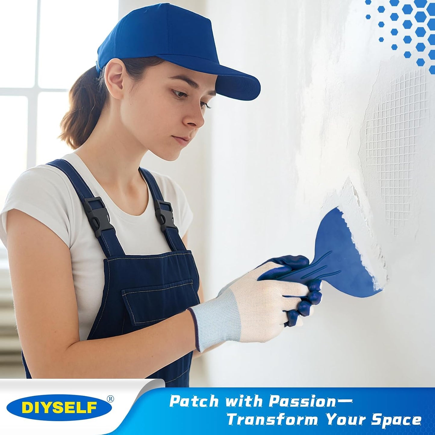 DIYSELF 9-Piece Spackle Wall Repair Kit, 7 oz White Touch Up Paste Set | Complete Repair Tools, Easy-to-Apply Wall Putty for Cracks, Nail Holes, Wall Filler for Gaps, Homes, Apartments and Renters