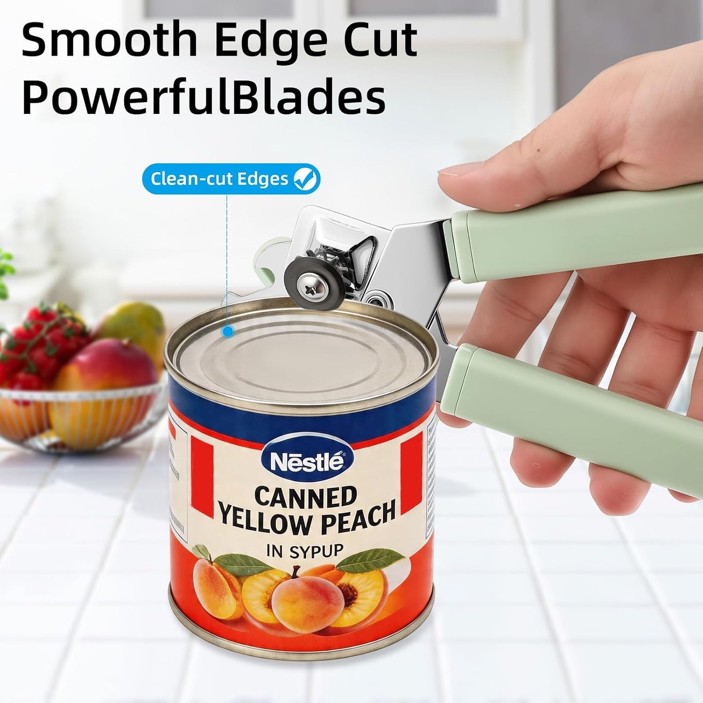 Tin Joy Family™ Manual Can Opener – Sharp Blade with No Sharp Edges, Easy Grip Handle for Arthritis Hands, Smooth Lid Safety Cutter for Elderly & Weak Hands (Grape purple)