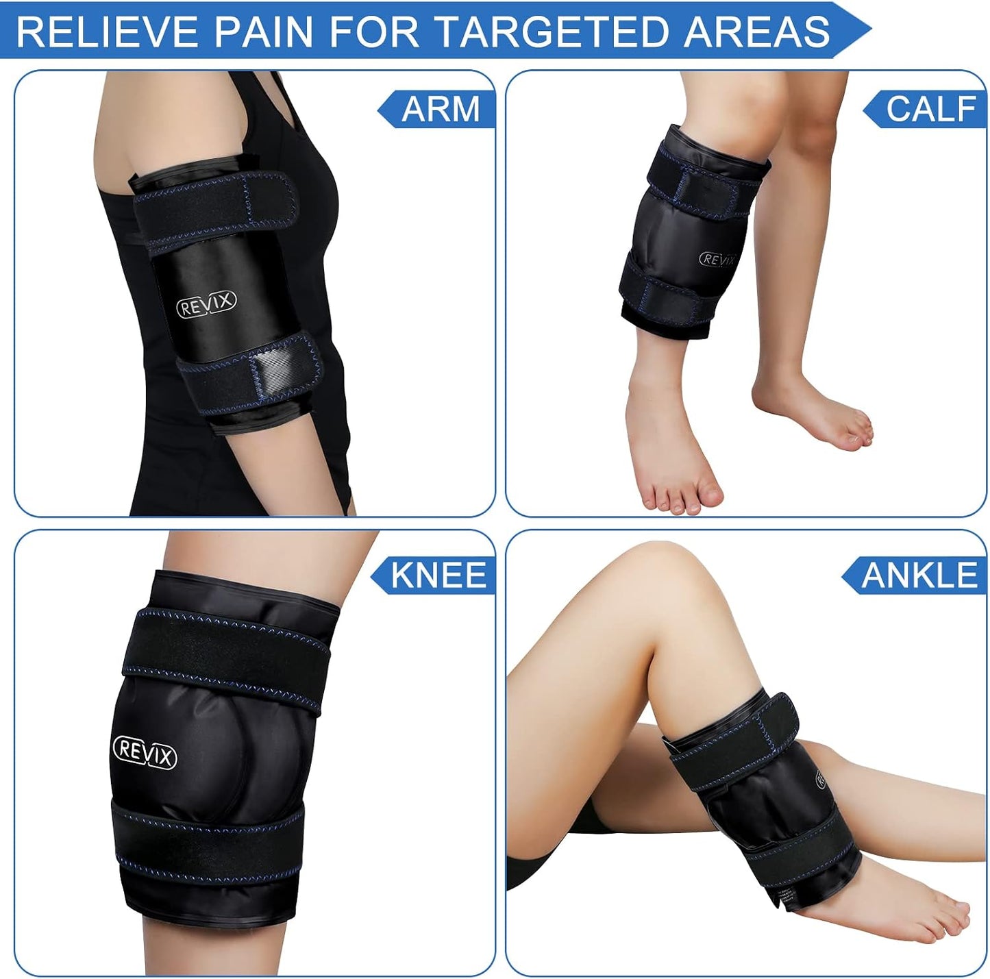REVIX XL Knee Ice Wrap Around Entire Knee, Gel Ice Pack for Muscle Ache, Cold Pack to Reduce Discomfort and Promote Flexibility, Soft Plush Linings, Purple